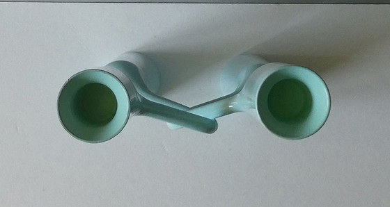 Image 1 of Double candle holder in light blue Double Candle Holder Tango Design Mikaela Dörfel