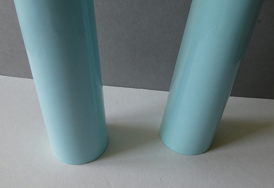 Image 1 of Double candle holder in light blue Double Candle Holder Tango Design Mikaela Dörfel