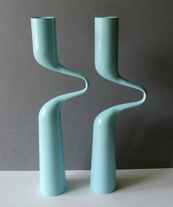 Image 1 of Double bougeoir bleu clair Double Candle Holder Tango Design Mikaela Dörfel