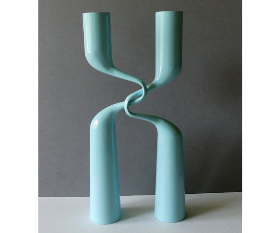 Image 1 of Double bougeoir bleu clair Double Candle Holder Tango Design Mikaela Dörfel