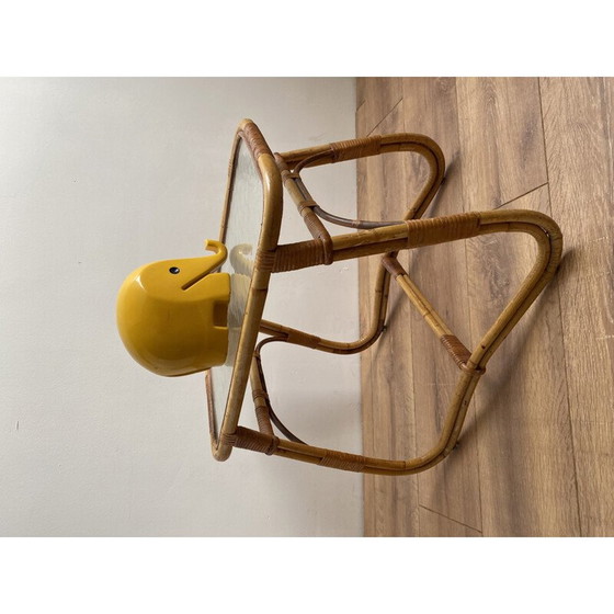 Image 1 of Tavolino vintage di Rohé Noordwolde in vimini e vetro, 1950