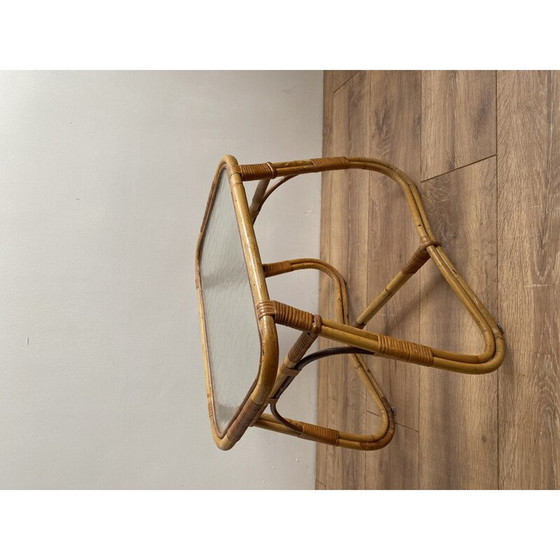 Image 1 of Tavolino vintage di Rohé Noordwolde in vimini e vetro, 1950