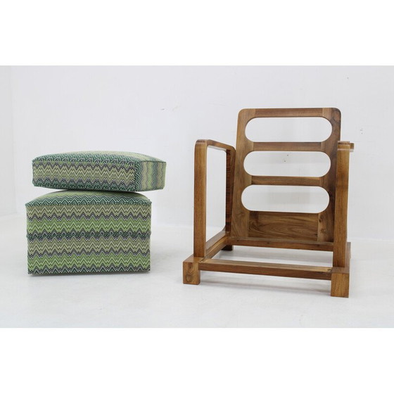 Image 1 of Vintage Art Deco armchair in solid walnut, Czechoslovakia 1930