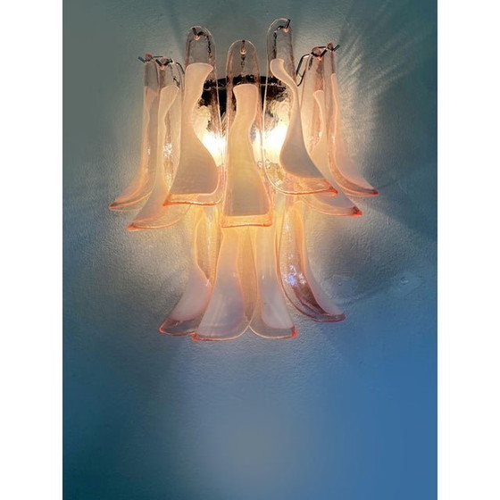 Image 1 of Contemporary Pink Murano Glass "Selle" Wall Sconces In Mazzega Style - A Pair