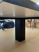 Dining Table White Formica With Black Ends With Asymmetrical Frame
