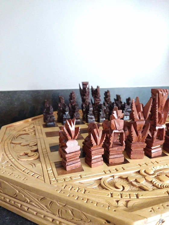 Image 1 of Balinese Indonesian Chess Set Backgammon Set