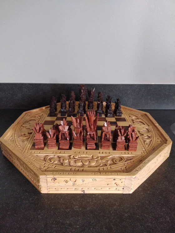 Image 1 of Balinese Indonesian Chess Set Backgammon Set