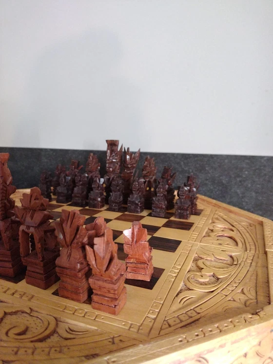 Image 1 of Balinese Indonesian Chess Set Backgammon Set