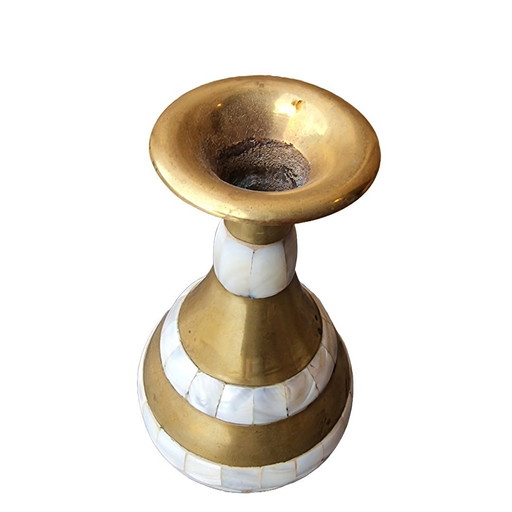 Brass With Mother of Pearl Vase From India, 1990s