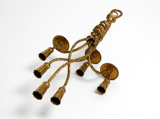 Image 1 of Beautiful Italian Large Mid Century Regency Gilt Iron Wall Candle Holder by Li Puma Firenze