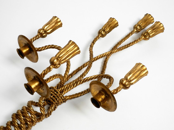 Image 1 of Beautiful Italian Large Mid Century Regency Gilt Iron Wall Candle Holder by Li Puma Firenze