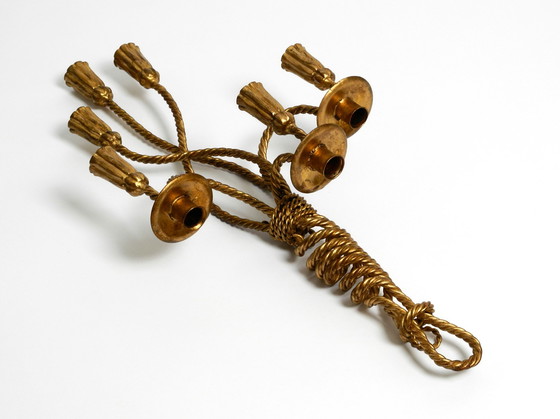 Image 1 of Beautiful Italian Large Mid Century Regency Gilt Iron Wall Candle Holder by Li Puma Firenze