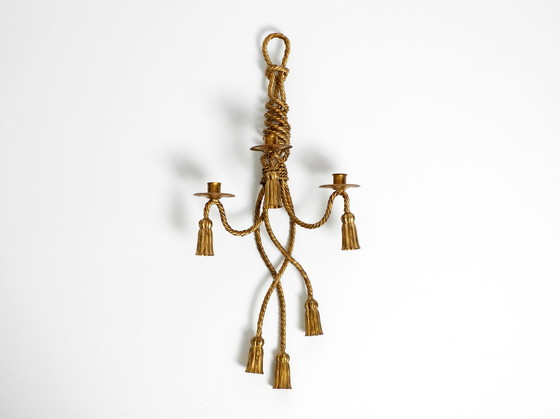 Image 1 of Beautiful Italian Large Mid Century Regency Gilt Iron Wall Candle Holder by Li Puma Firenze