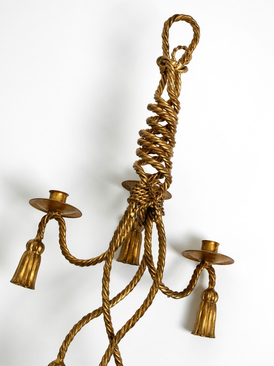 Image 1 of Beautiful Italian Large Mid Century Regency Gilt Iron Wall Candle Holder by Li Puma Firenze