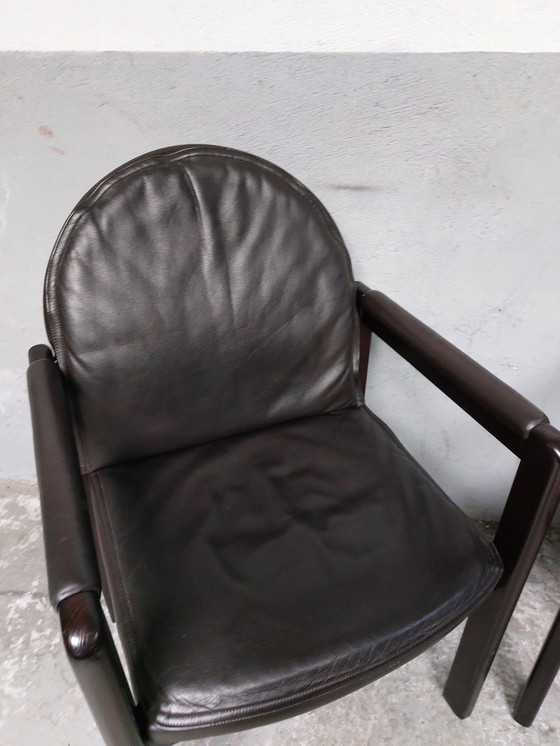 Image 1 of 2 X Dark Brown Leather Armchairs Bulo Memphis Style