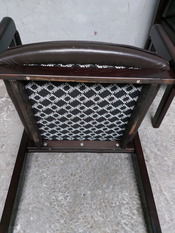 Image 1 of 2 X Dark Brown Leather Armchairs Bulo Memphis Style