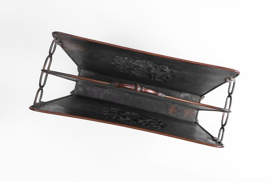 Image 1 of Mid - Century magazine rack in hammered copper, France, 1890S