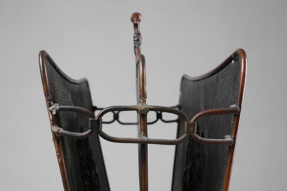 Image 1 of Mid - Century magazine rack in hammered copper, France, 1890S