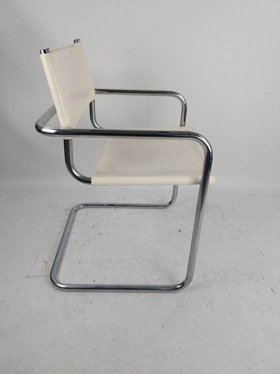 Image 1 of tube frame chair white leather