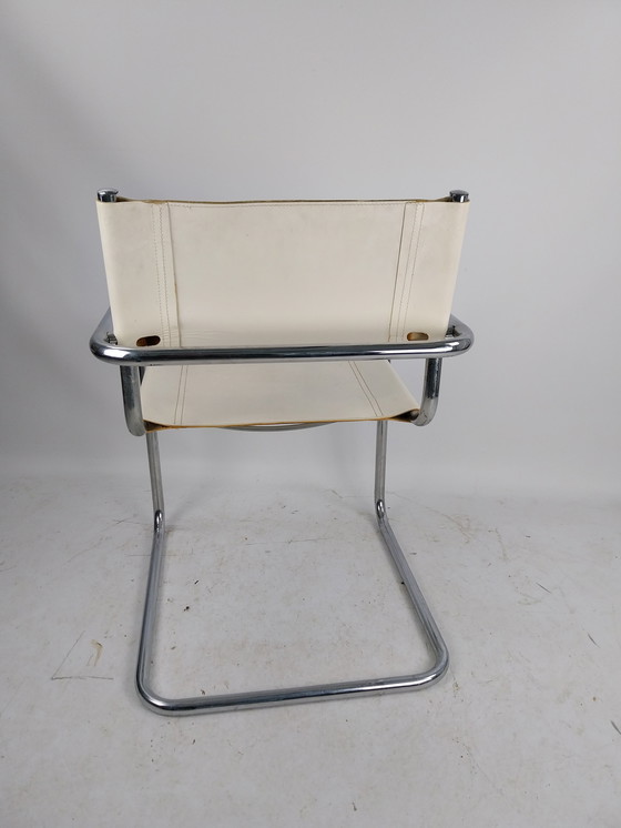 Image 1 of tube frame chair white leather