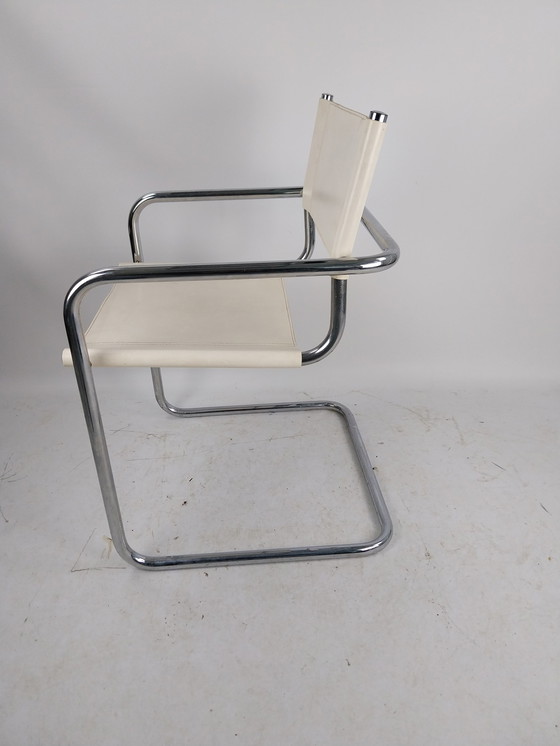 Image 1 of tube frame chair white leather