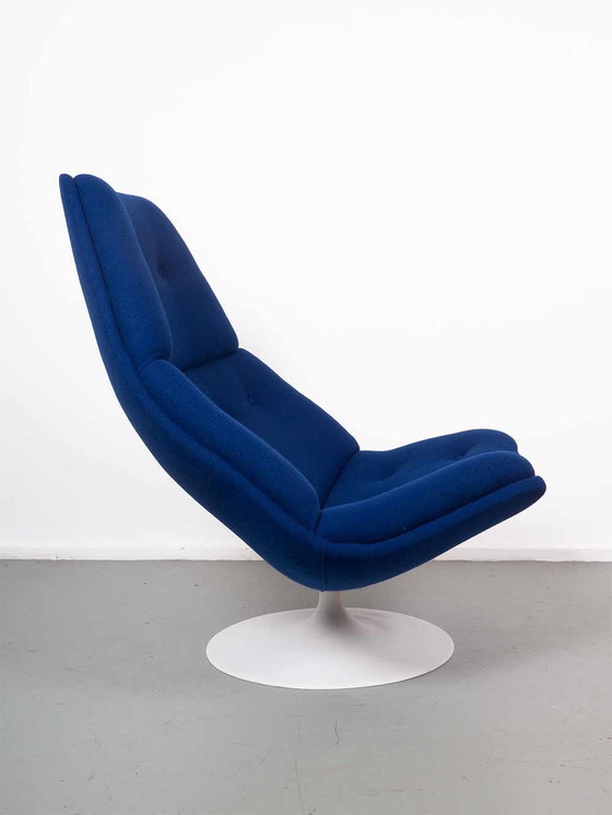 Image 1 of New Upholstered Blue Artifort Swivel Chair F590 - Geoffrey D. Harcourt