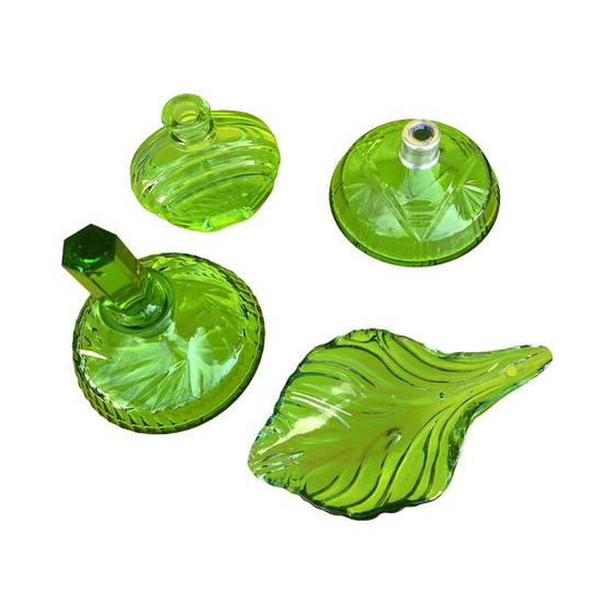 Image 1 of Vintage Art Deco floral glass bathroom toilet set, Germany 1930