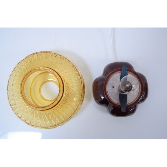 Image 1 of Lampada da tavolo vintage in ceramica e vetro, Cecoslovacchia 1960
