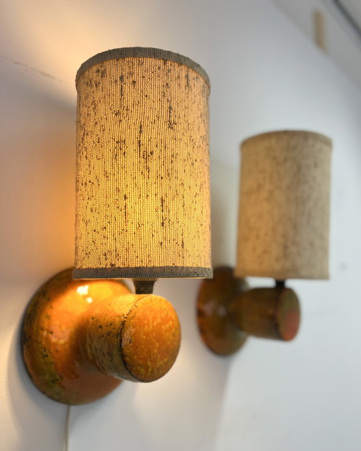 2x fat lava ceramic wall lamp