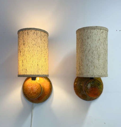 2x fat lava ceramic wall lamp