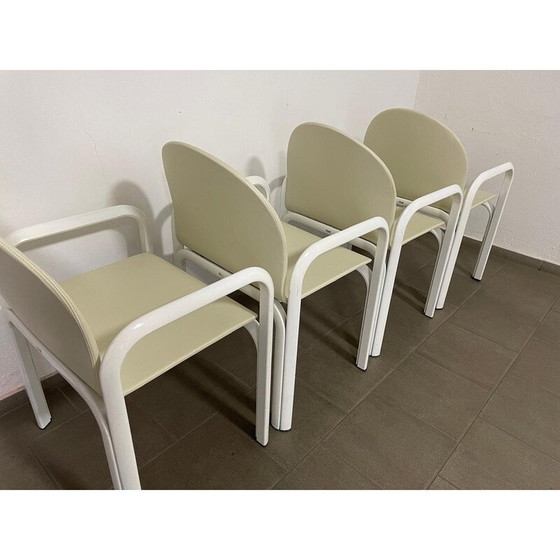 Image 1 of Set of 4 vintage leather and metal chairs by Gae Aulenti Orsay for Knoll, Italy 1970