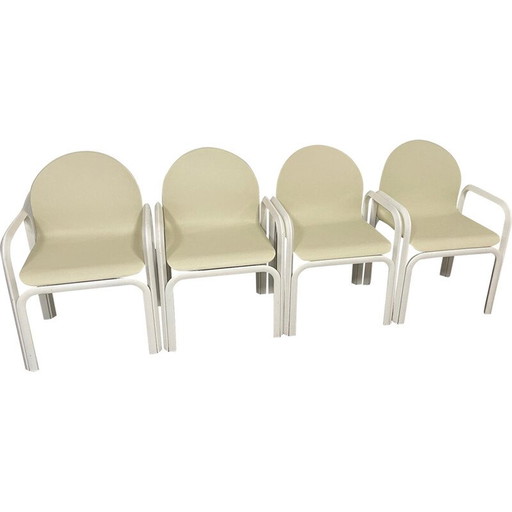Set of 4 vintage leather and metal chairs by Gae Aulenti Orsay for Knoll, Italy 1970