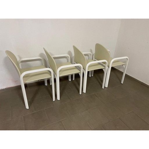 Set of 4 vintage leather and metal chairs by Gae Aulenti Orsay for Knoll, Italy 1970