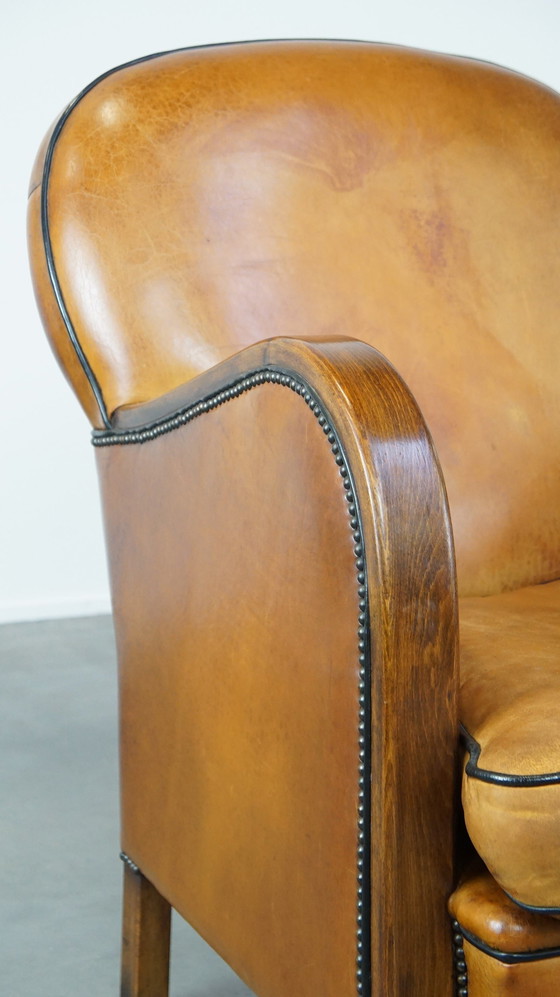 Image 1 of Sheepskin Leather Armchair Combined With Wood