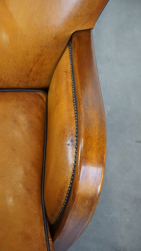 Image 1 of Sheepskin Leather Armchair Combined With Wood