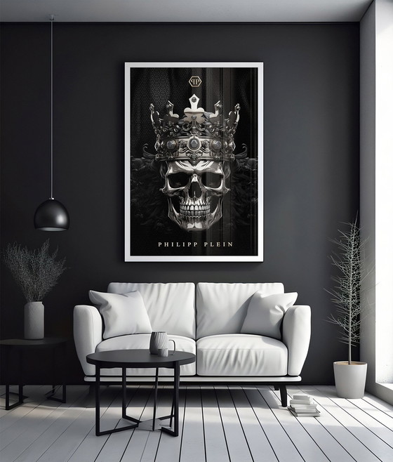 Image 1 of Xxl-Acrylic Glass Artwork - "Silver Crown Of Mortality" - 200X140Cm - Luxury, Style And A Touch of Raw Elegance