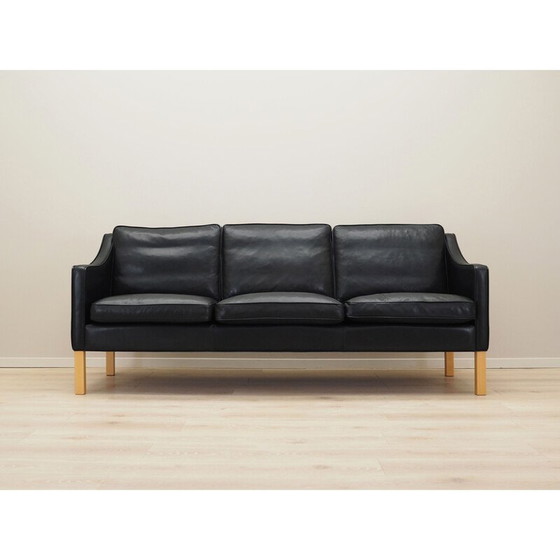 Image 1 of Vintage black leather sofa by Hurup Møbelfabrik, 1970s