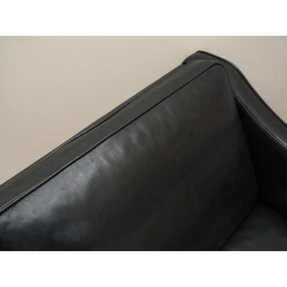 Image 1 of Vintage black leather sofa by Hurup Møbelfabrik, 1970s
