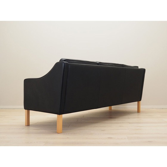 Image 1 of Vintage black leather sofa by Hurup Møbelfabrik, 1970s