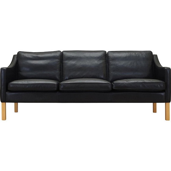 Image 1 of Vintage black leather sofa by Hurup Møbelfabrik, 1970s