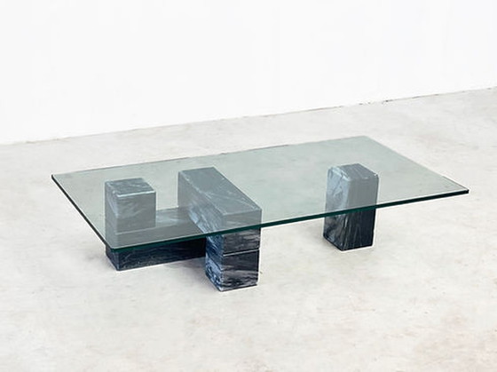 Image 1 of Marble and glass coffee table