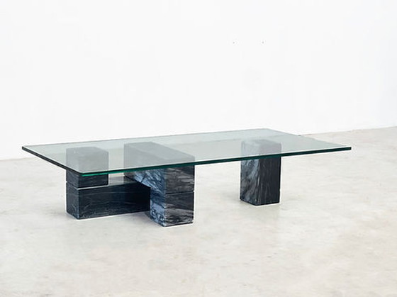 Image 1 of Marble and glass coffee table