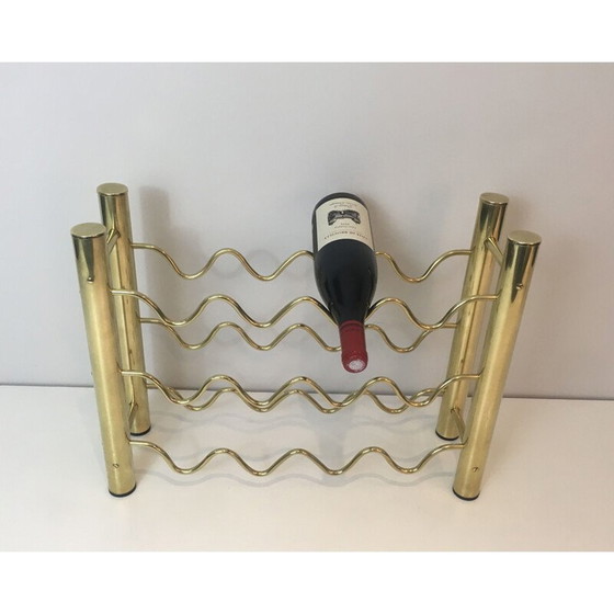 Image 1 of Vintage brass bottle holder, France 1970