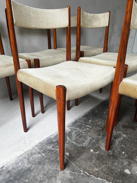 Image 1 of Set of 6 Dining Chairs Rosewood and Fabric by Lübke