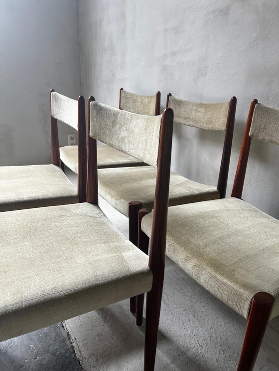 Image 1 of Set of 6 Dining Chairs Rosewood and Fabric by Lübke