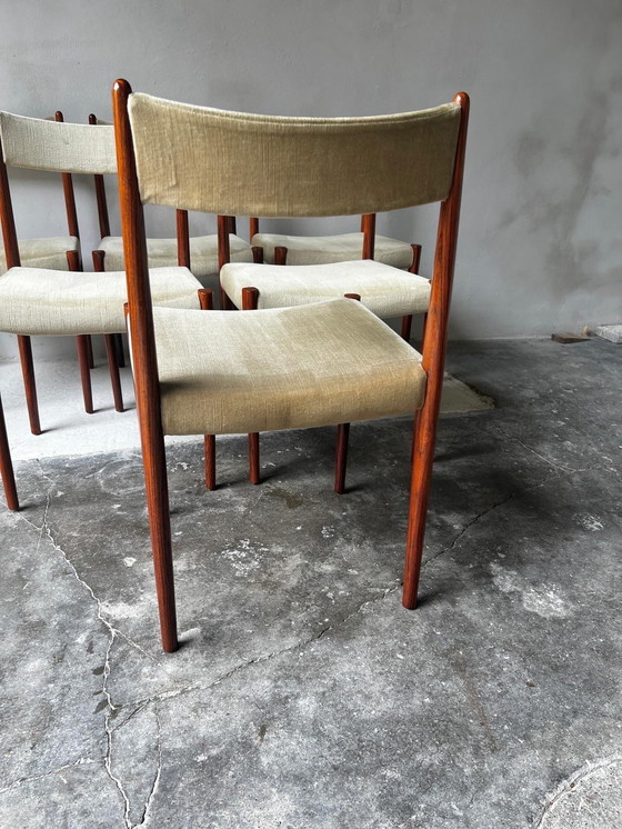 Image 1 of Set of 6 Dining Chairs Rosewood and Fabric by Lübke