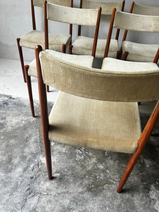 Image 1 of Set of 6 Dining Chairs Rosewood and Fabric by Lübke