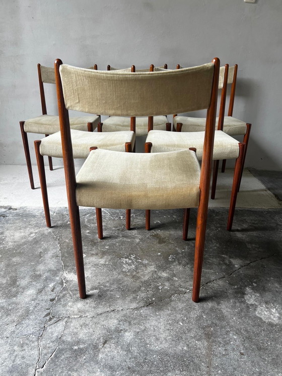 Image 1 of Set of 6 Dining Chairs Rosewood and Fabric by Lübke