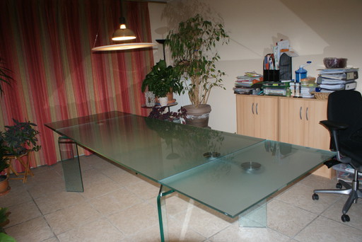 Table de salle à manger extensible en verre FIAM Ray Plus