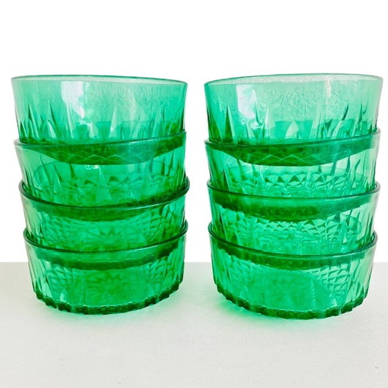 Image 1 of Juego de cuencos Arcoroc de cristal verde esmeralda, años 60